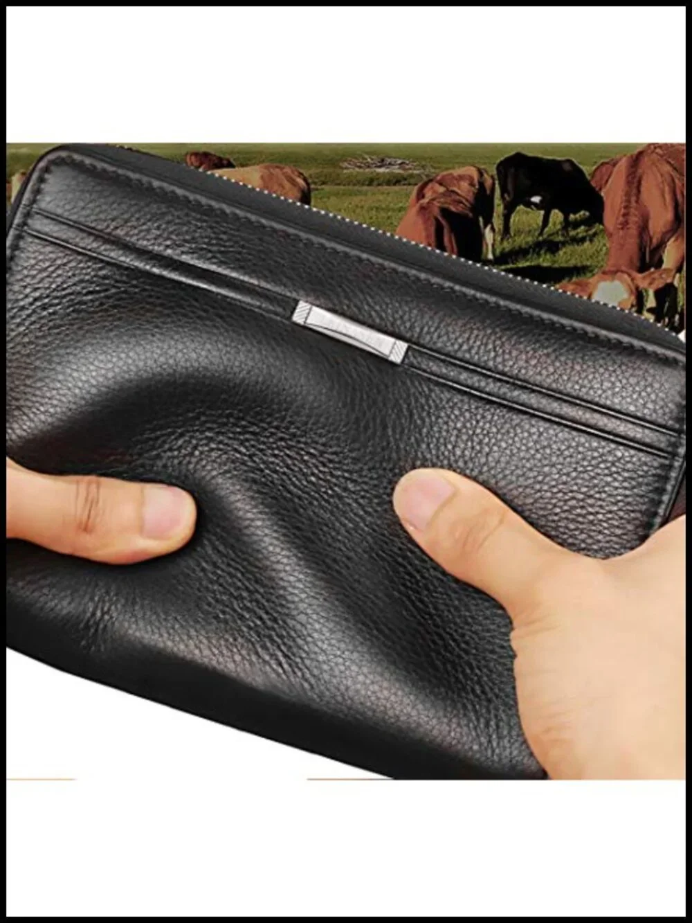 Men's Long Wallet Large Leather Clutch Business Handbag Phone Card Holder Case
